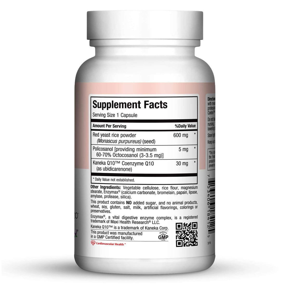 Maxi Health Red Yeast Rice 600mg with CoQ10 & Policosanol - 120 Capsules - image 2