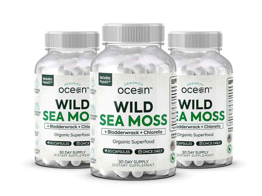 Organics Ocean Wild Sea Moss Capsules - 100% Organic Irish Sea Moss