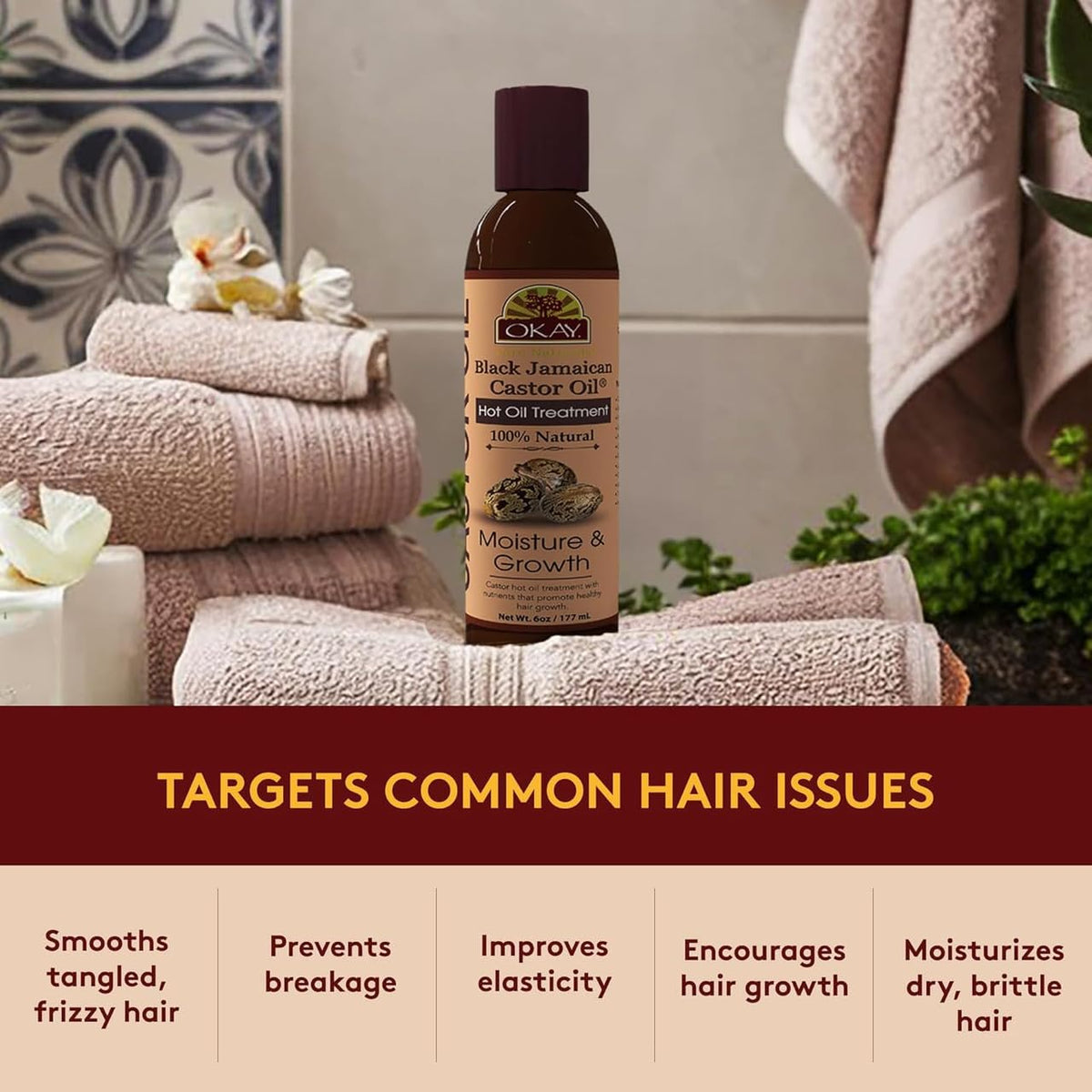 OKAY 100% Natural Black Jamaican Castor Hot Oil Hair Treatment - image 4