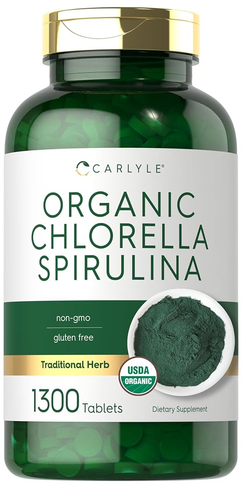 Carlyle Organic Chlorella Spirulina Tablets - 1300 Count