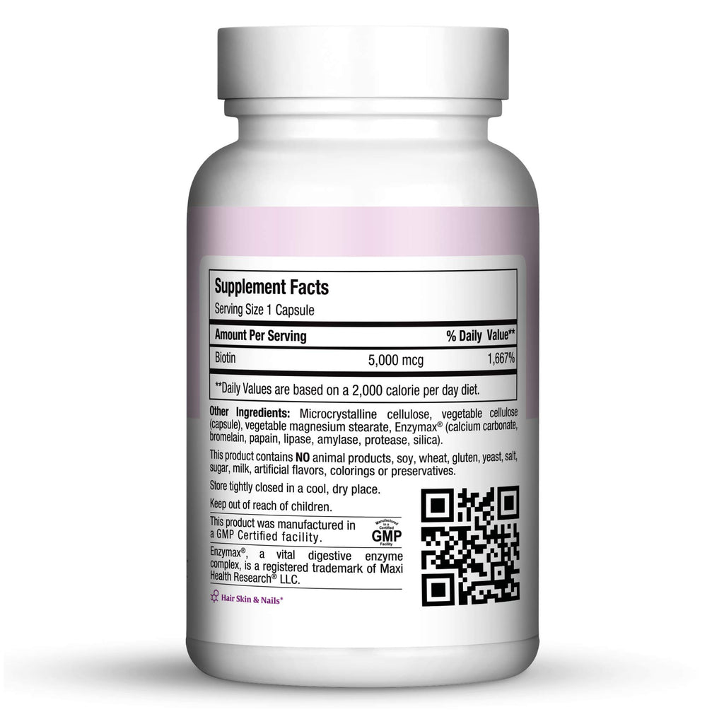 Maxi Health Hair, Skin & Nails Biotin 5000 mcg - 120 Capsules - image 2