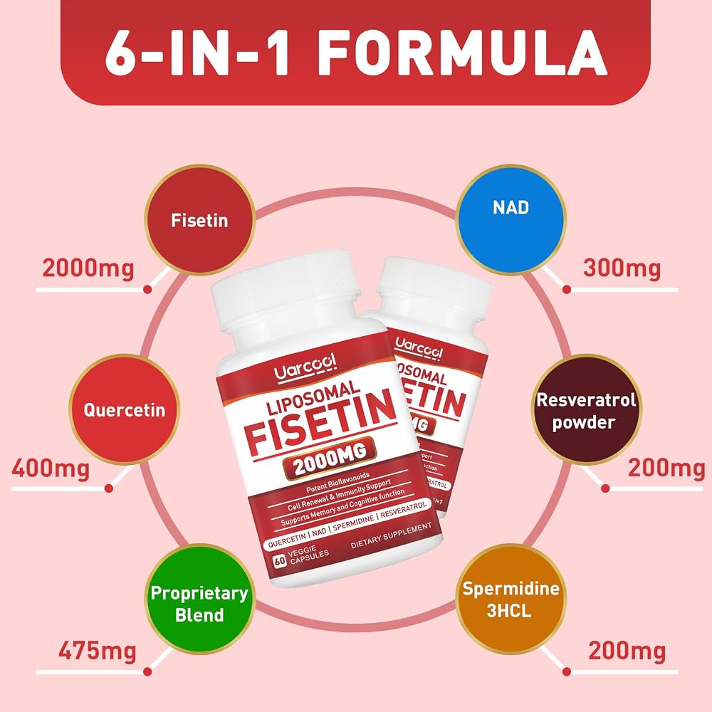 Uarcool Fisetin 2000mg Supplement for Healthy Aging - 180 Softgels - image 3