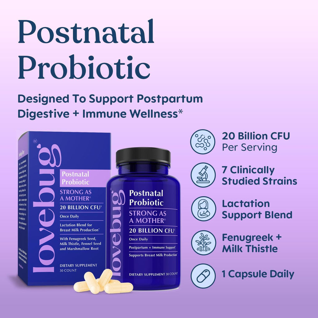 LOVEBUG Postnatal Probiotic for Breast Milk Production - 30 Capsules - image 2