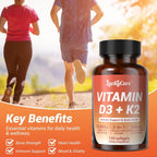 Luckycare D3 K2 Vitamin, 10000 IU Vitamin D3 + 200mcg Vitamin K2 MK-7