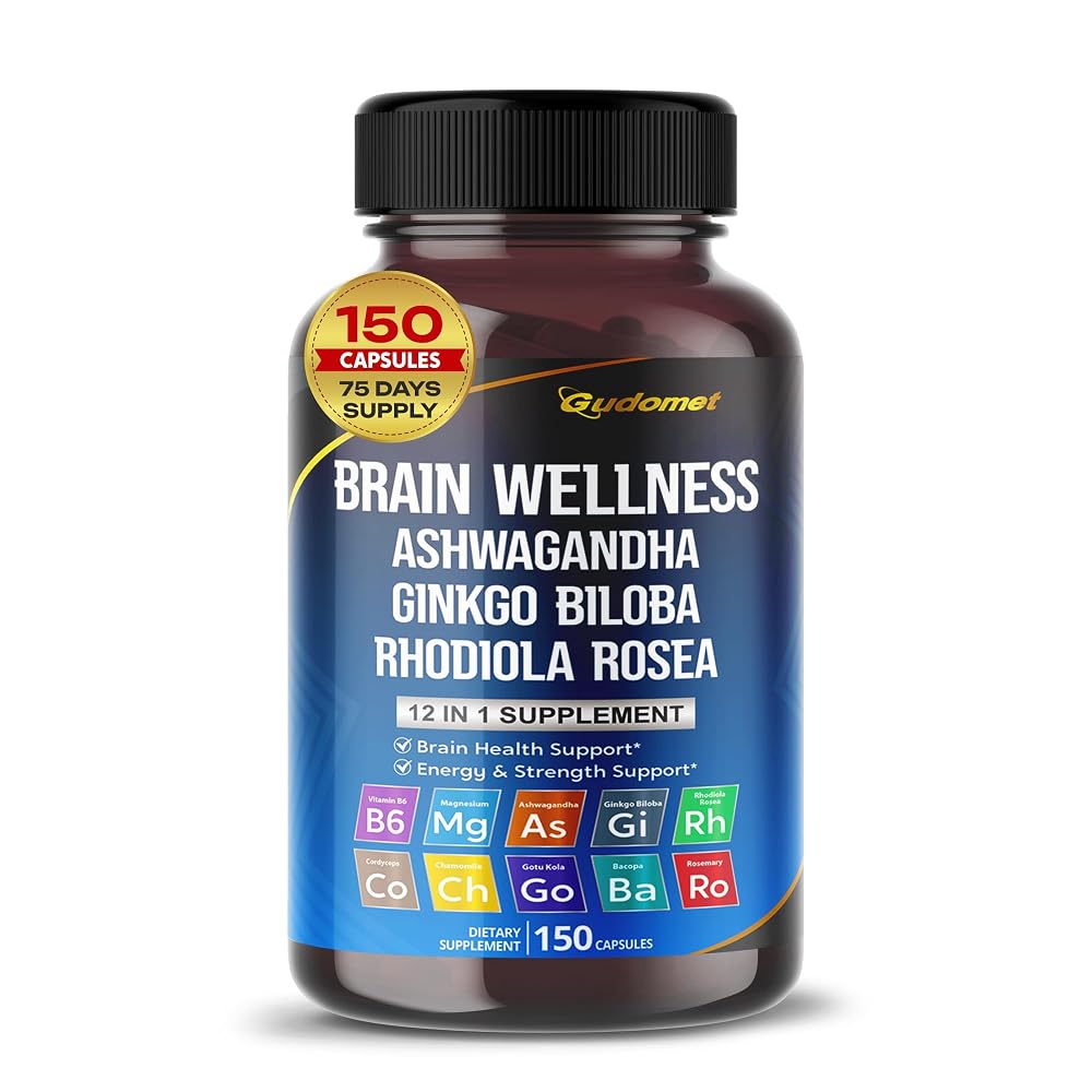 GUDOMET Brain Wellness 12-in-1 with Ashwagandha & Magnesium - 150 Capsules