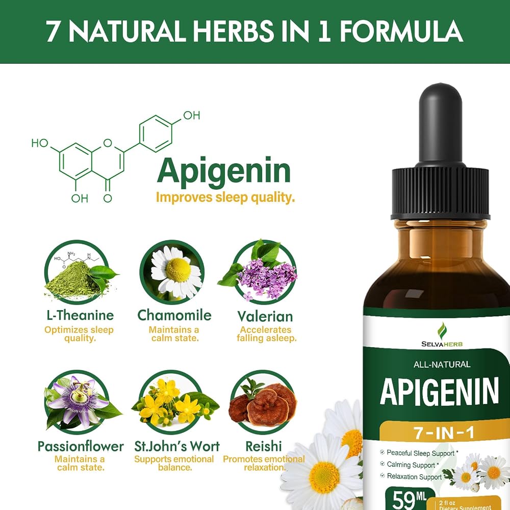 Selvaherb Apigenin Extract Drops, 7-in-1 Herbal Supplement.