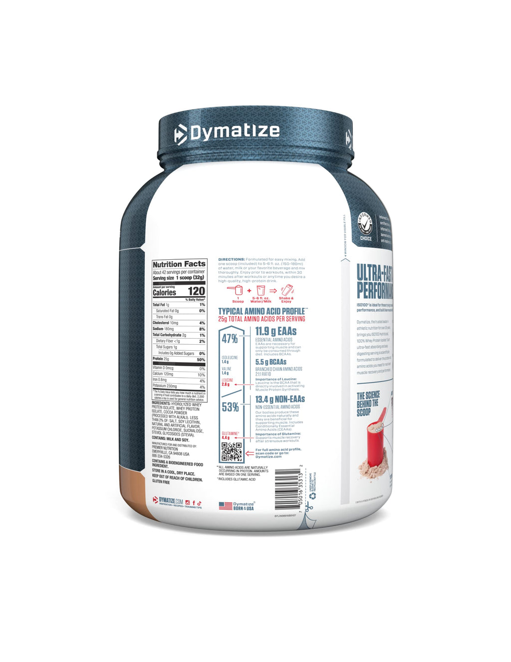 Dymatize ISO100 Hydrolyzed Whey Protein Isolate, Gourmet Chocolate - 3 lb - image 3