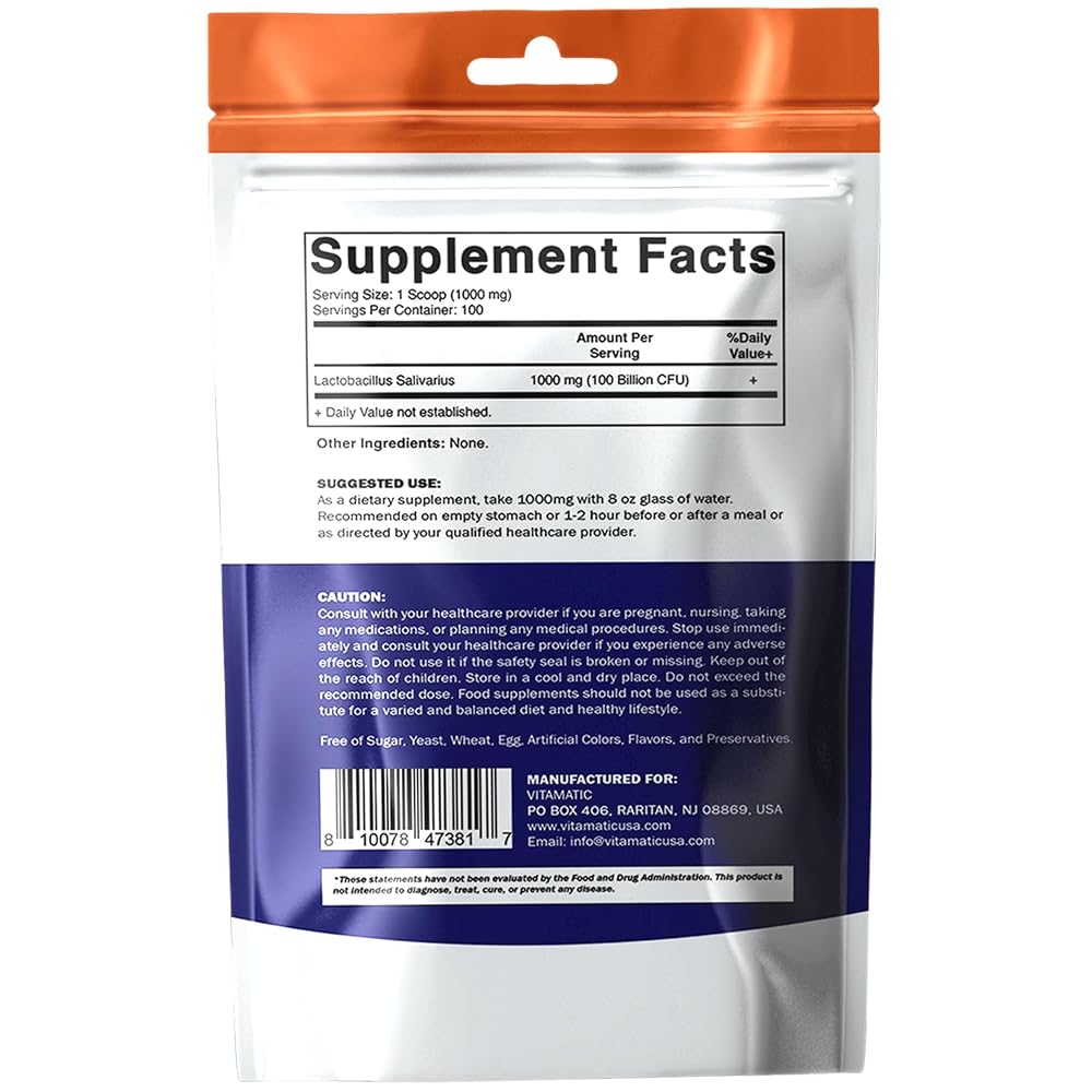 Vitamatic Lactobacillus Salivarius Probiotic Powder - 100 Servings - image 3