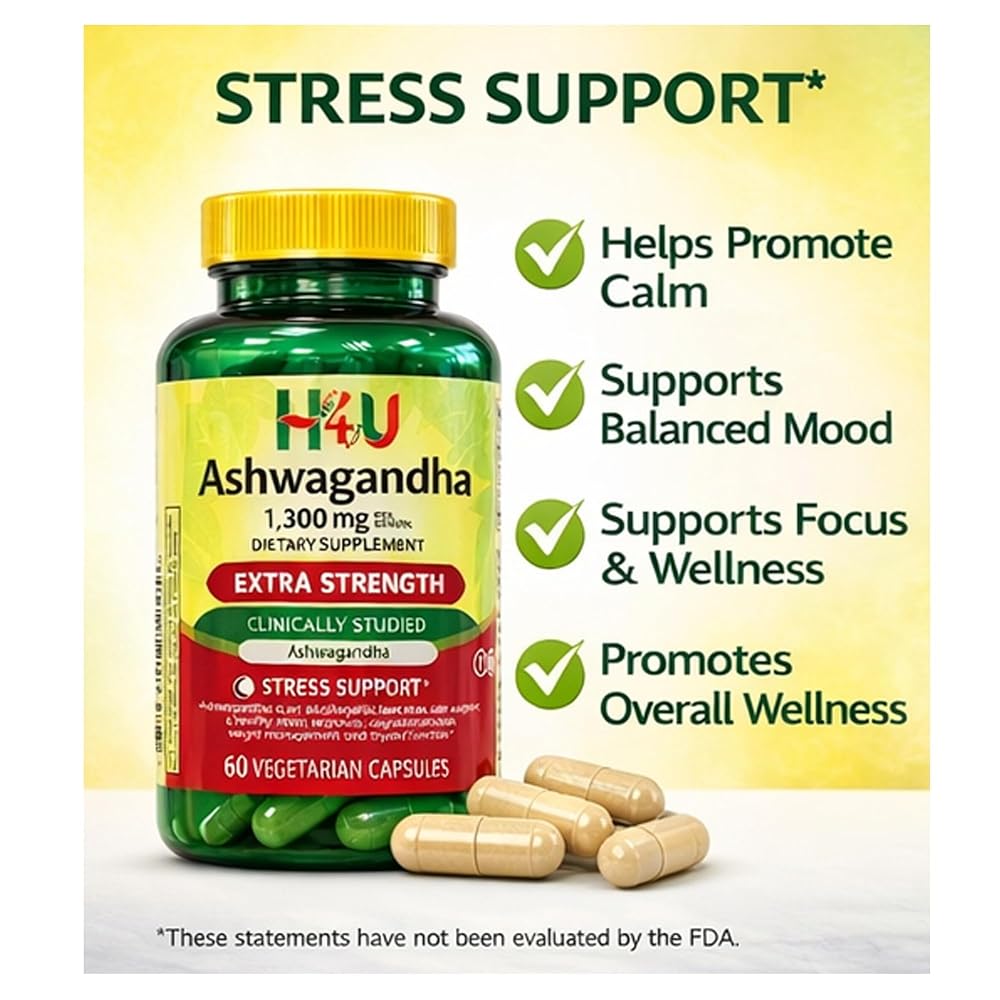 4 TOP CARE Ashwagandha 1300 mg Stress Support - 60 Capsules - image 2