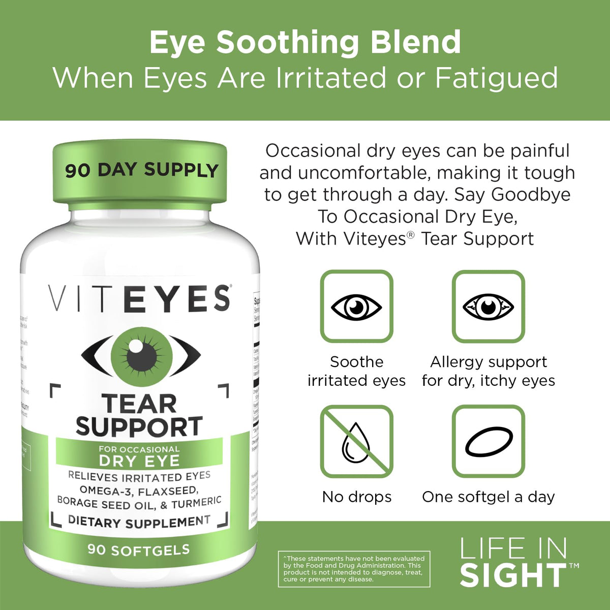 Viteyes Tear Support Eye Soothing Blend - 90 Softgels - image 4