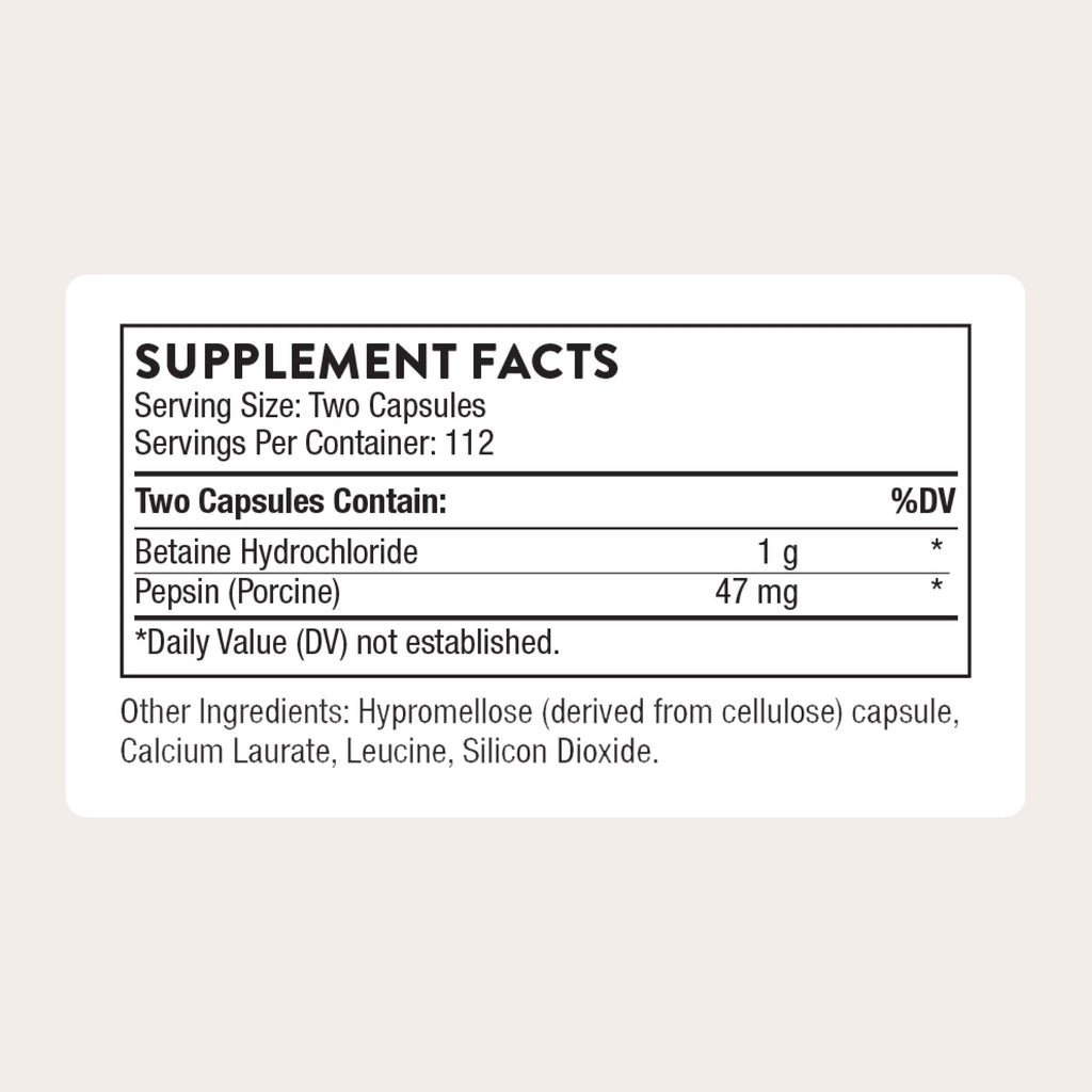 THORNE Betaine HCL & Pepsin Digestive Enzyme - 225 Capsules - image 2