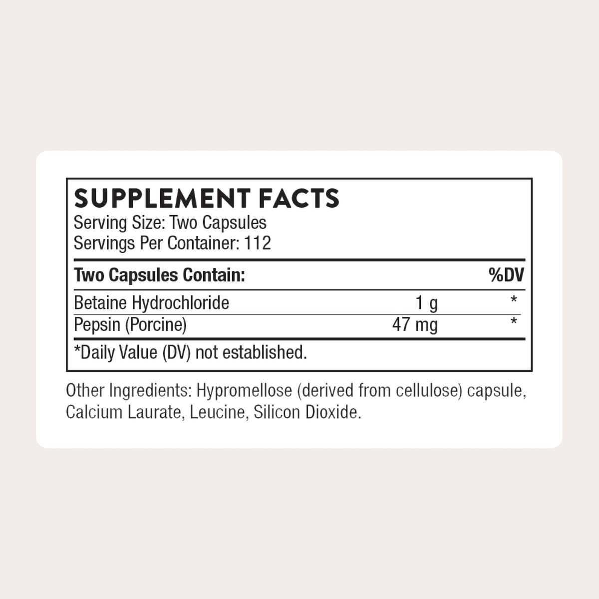 THORNE Betaine HCL & Pepsin Digestive Enzyme - 225 Capsules - image 2
