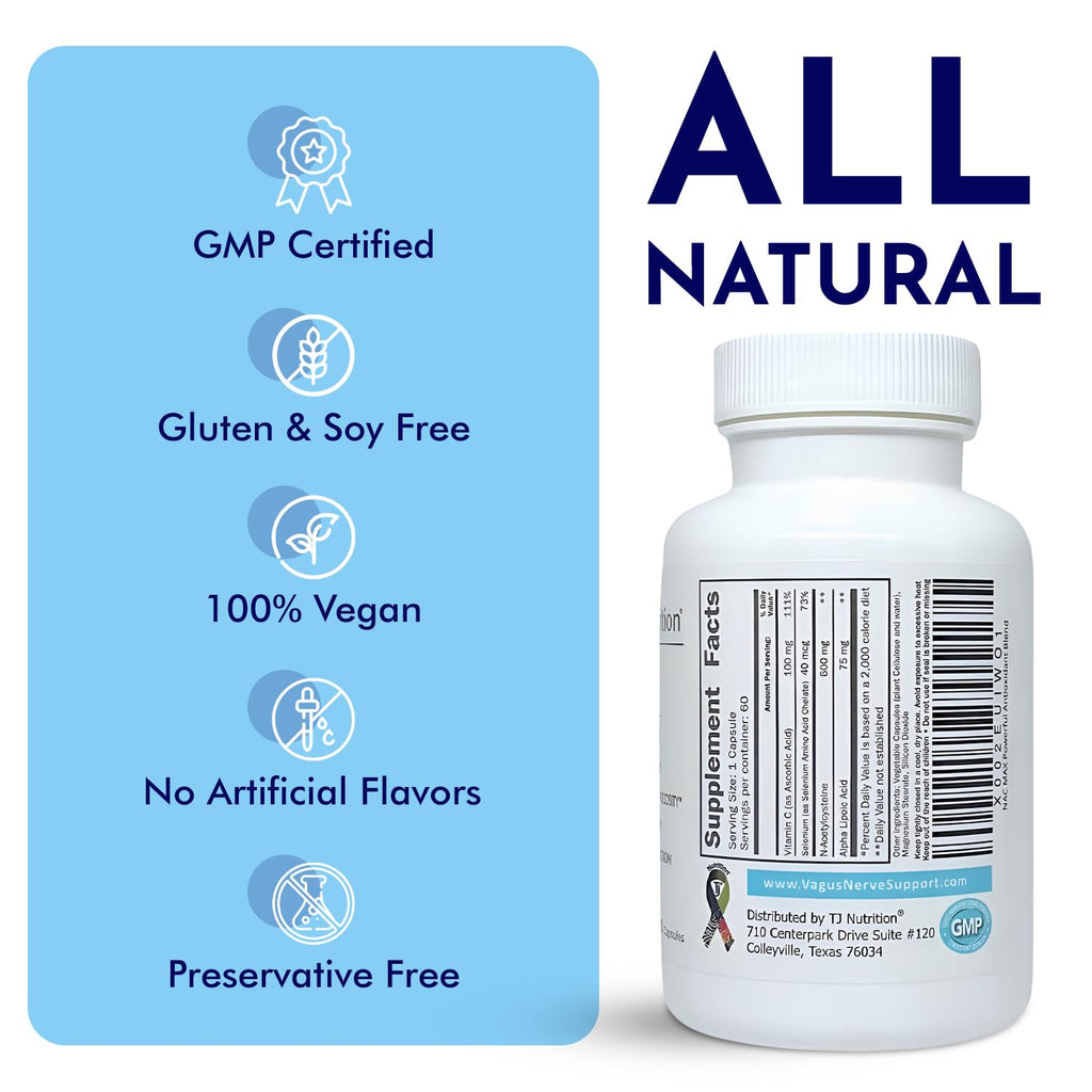 TJ Nutrition NAC MAX N-Acetylcysteine Antioxidant Blend - 60 Capsules - image 6
