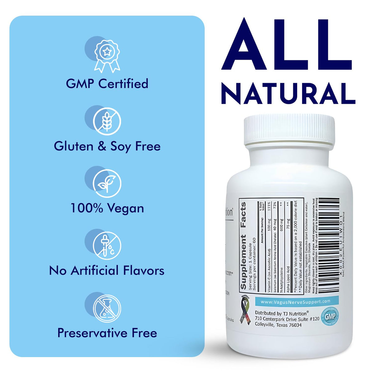 TJ Nutrition NAC MAX N-Acetylcysteine Antioxidant Blend - 60 Capsules - image 6