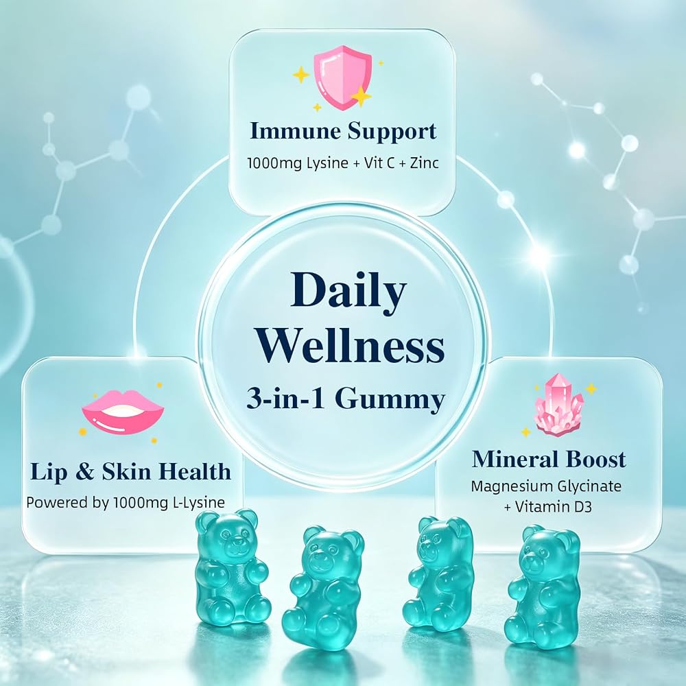 PYUNAFIT L-Lysine Gummies 1000mg 5-in-1 Formula - 60 Gummies - image 4