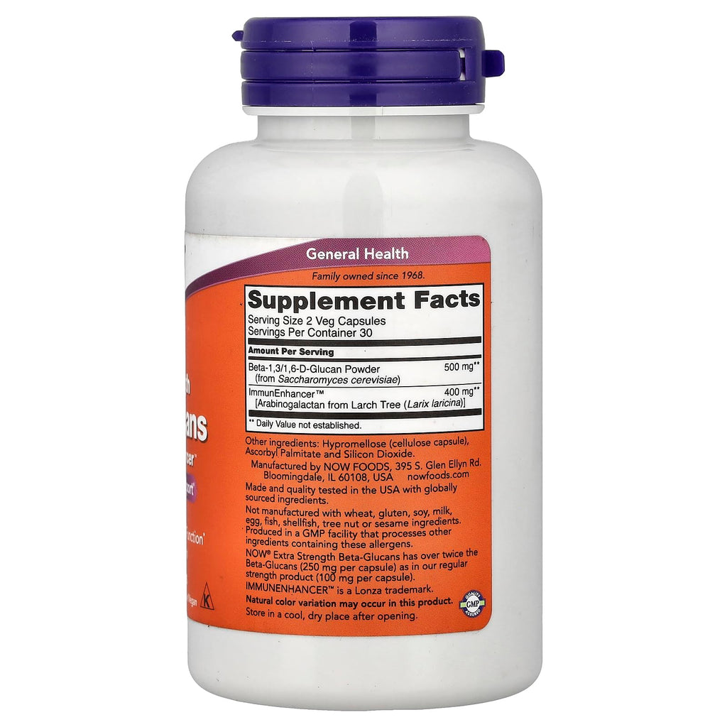 Now Foods Beta-Glucans with ImmunEnhancer 250mg - 60 Vegetarian Capsules - image 2