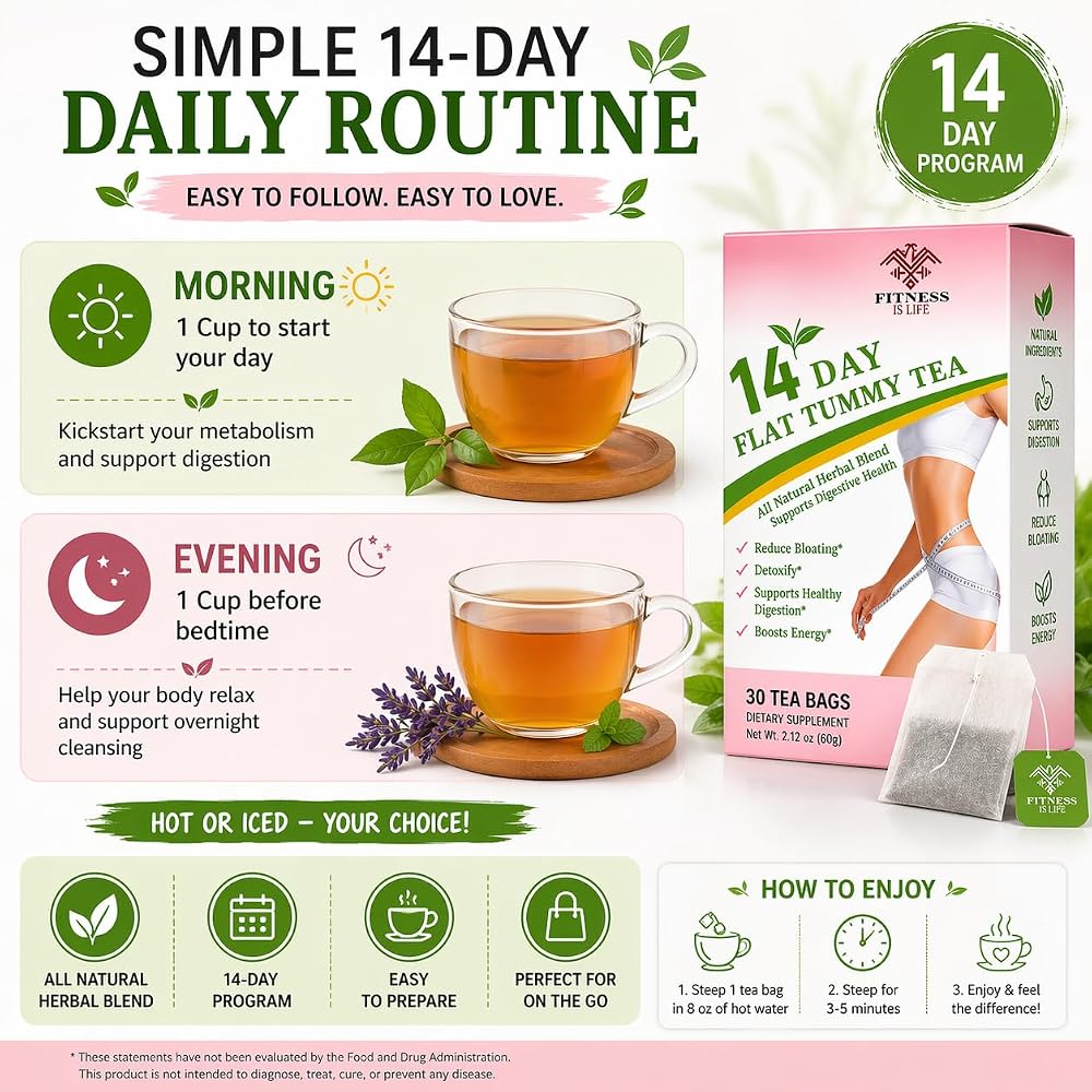 Fitness is Life Flat Tummy Detox Tea for Weight Loss - 30 Tea Bags - image 3