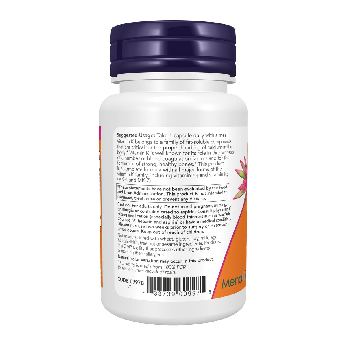 NOW Supplements MK-7 Plus Vitamin K Complex - 90 Vegetarian Capsules - image 3