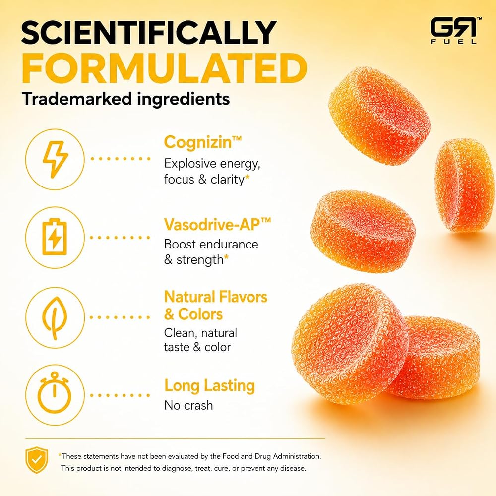 GR Fuel Non-Stim Pre Workout Gummies, Tropical Blast