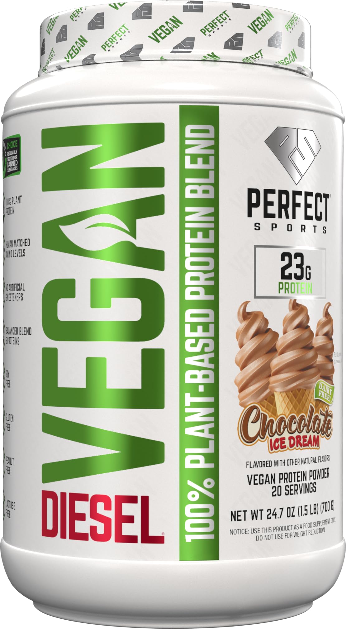 PERFECT SPORTS Vegan Diesel 100% Plant Based Protein