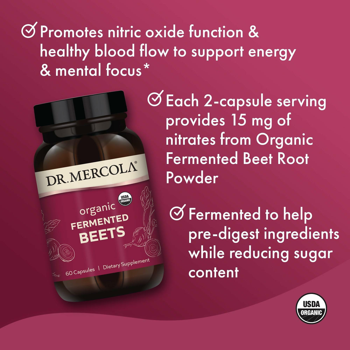 Dr. Mercola Organic Fermented Beets Nitric Oxide Booster - 60 Capsules - image 5
