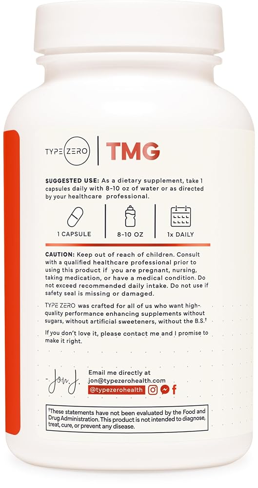 Type Zero Clean TMG Trimethylglycine 750mg - 120 Capsules - image 3