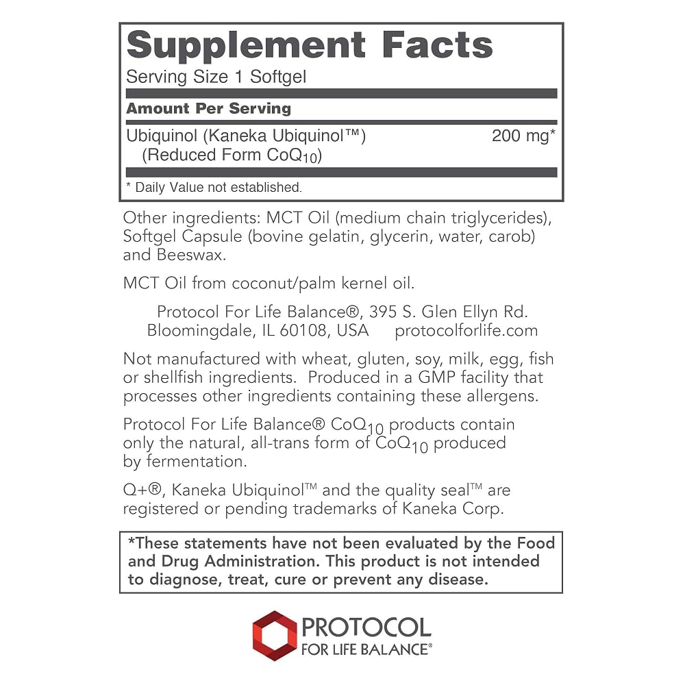 PROTOCOL FOR LIFE BALANCE Ubiquinol 200mg CoQ10 Heart Support - 60 Softgels - image 2