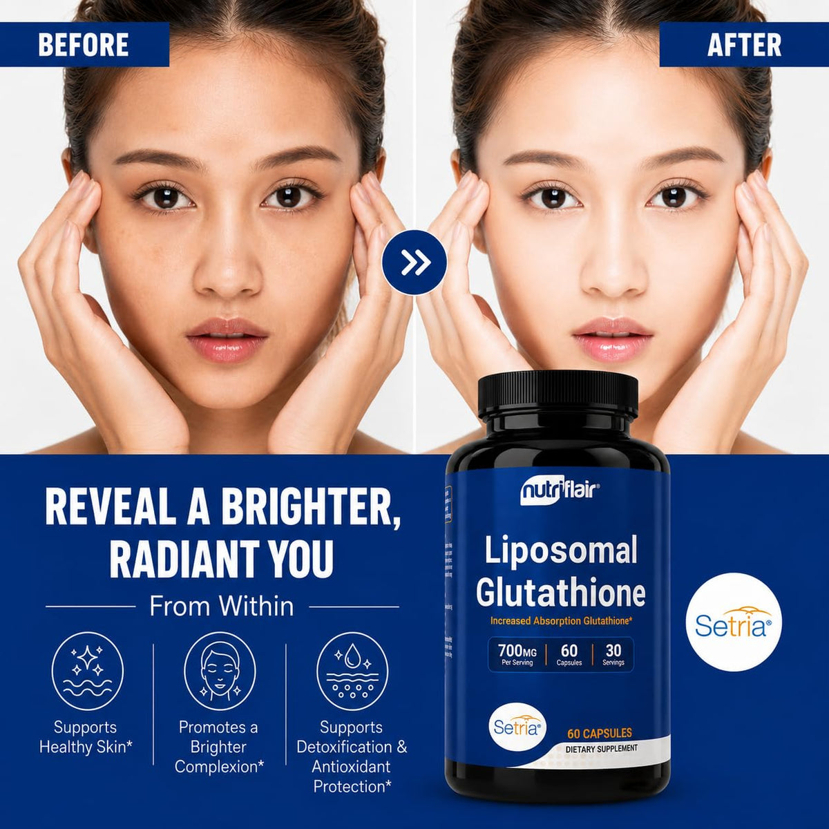 NutriFlair Liposomal Glutathione 700mg with Setria - 60 Capsules - image 3