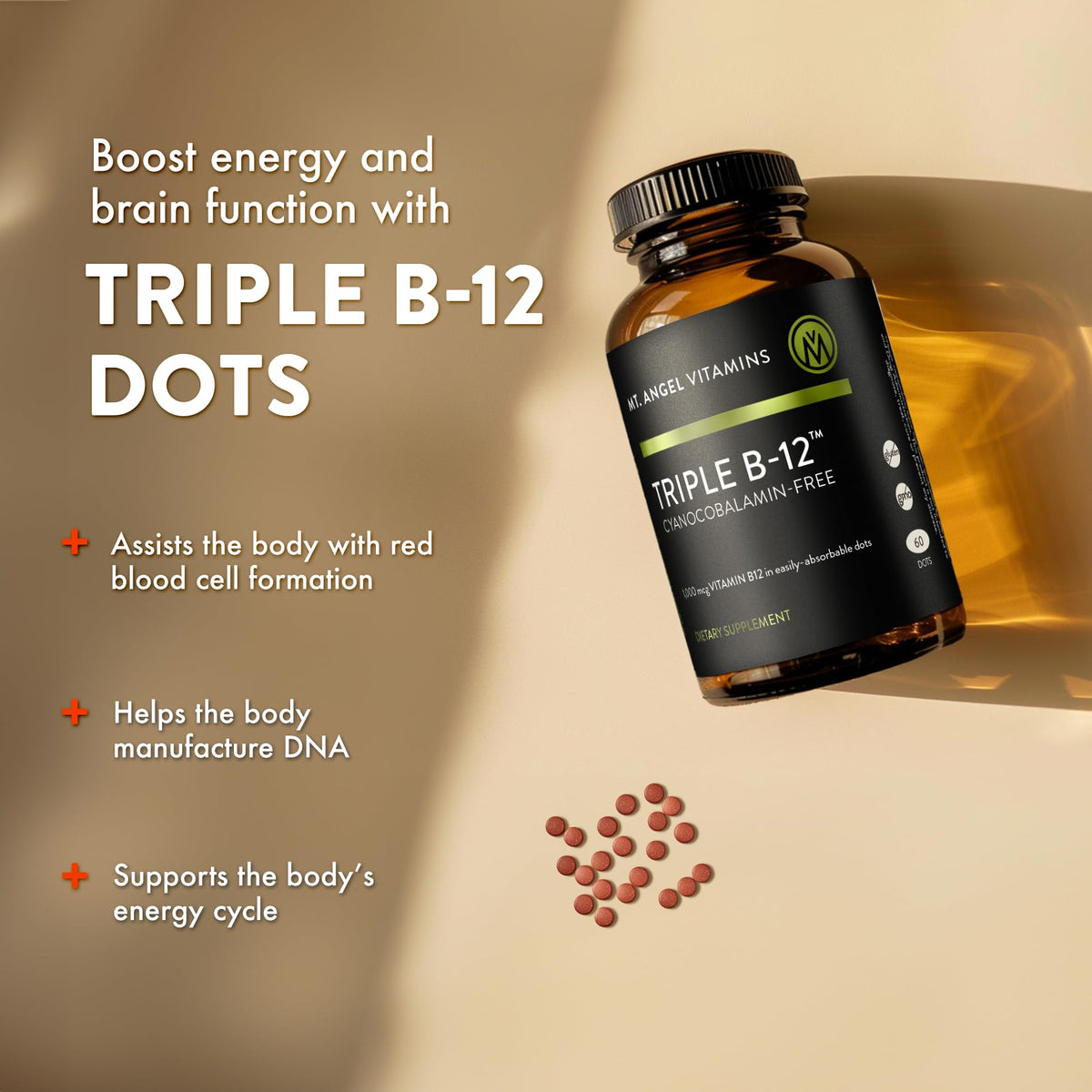 Mt. Angel Vitamins Triple B-12 Dots Energy Support - 60 Dots - image 5