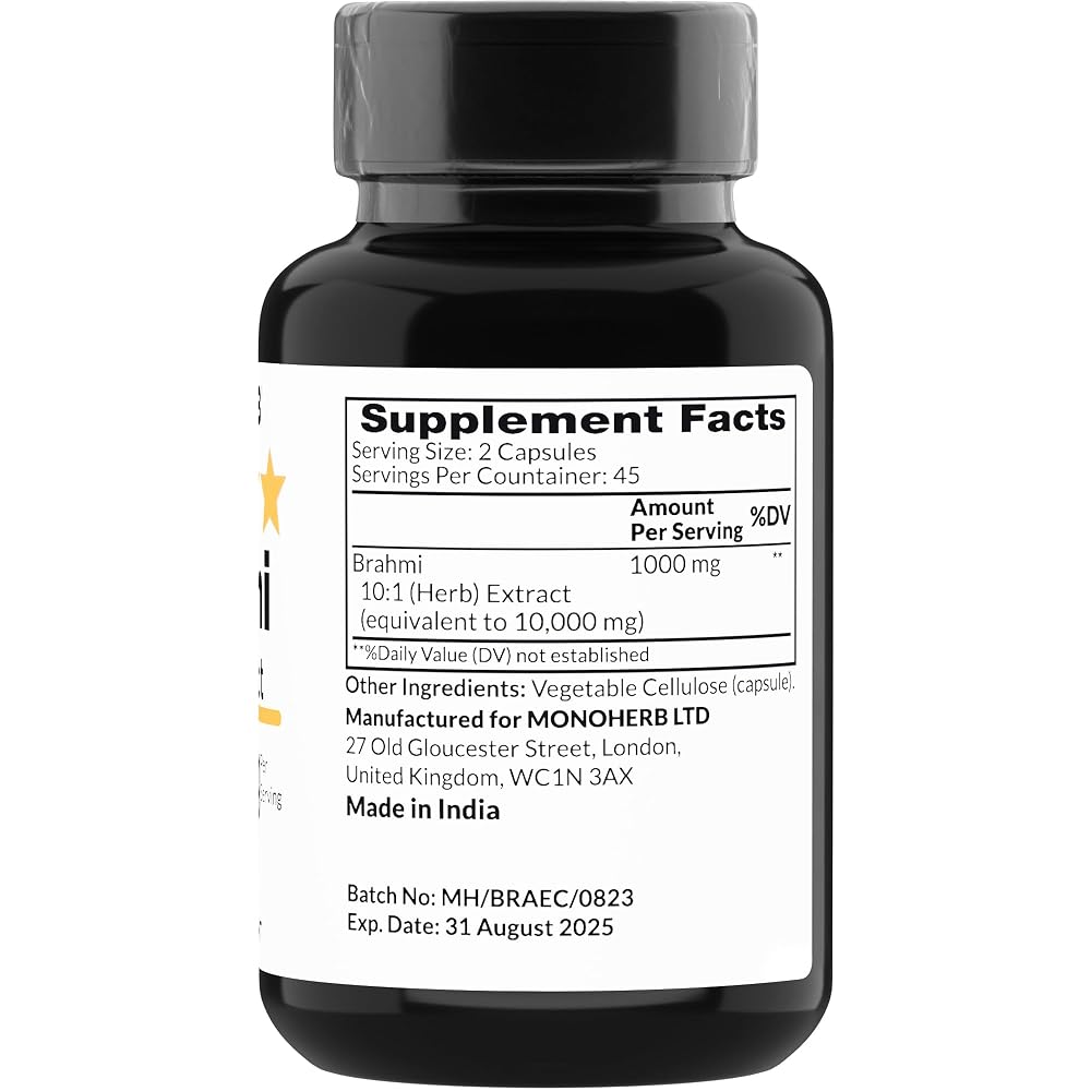 MONOHERB Brahmi Extract 1000 mg - 90 Vegetarian Capsules - image 2