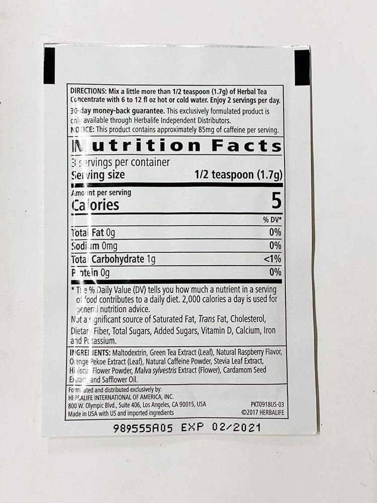 Herbalife Herbal Tea Concentrate Raspberry - 15 Packets - image 2