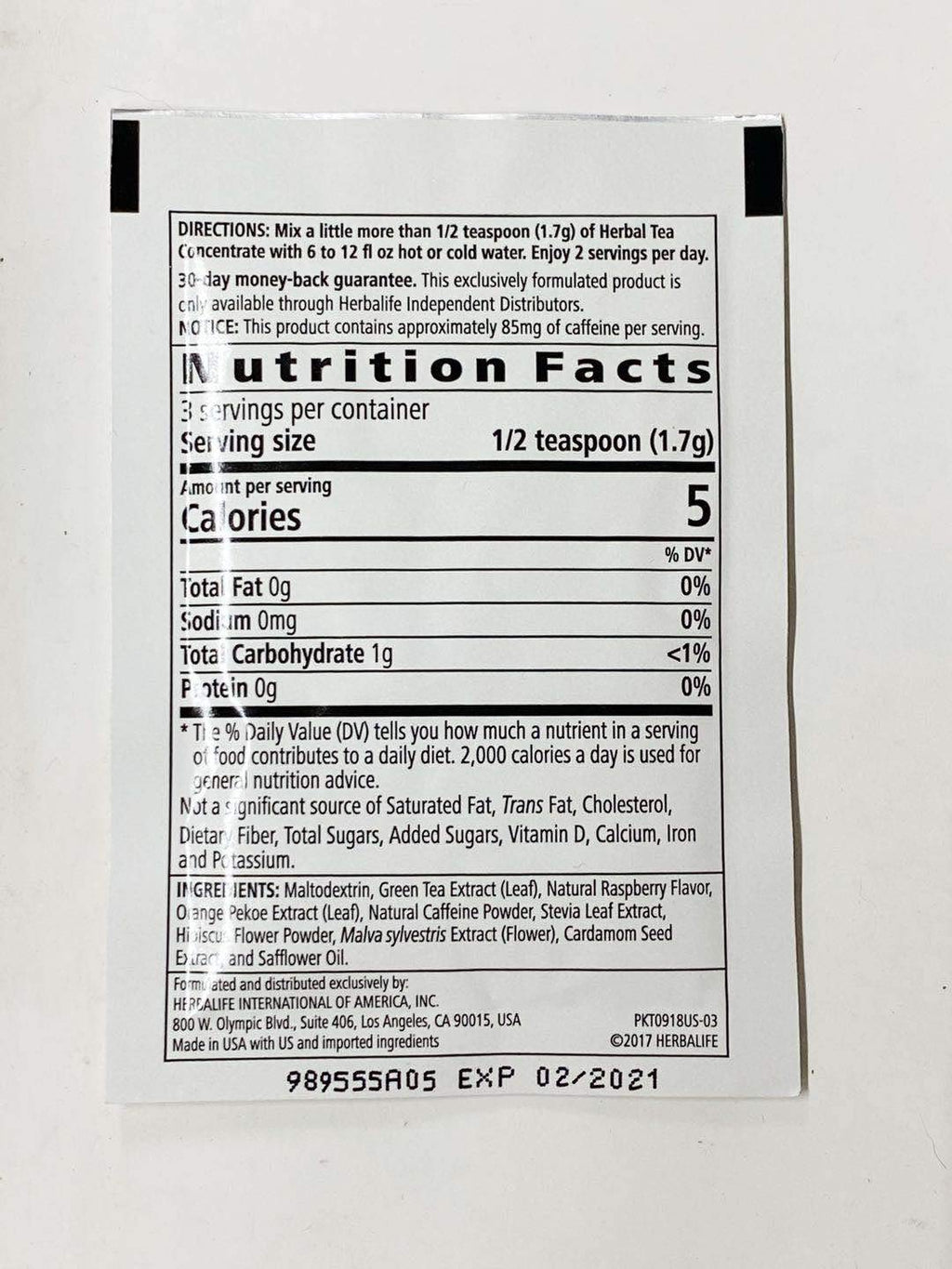 Herbalife Herbal Tea Concentrate Raspberry - 15 Packets - image 2