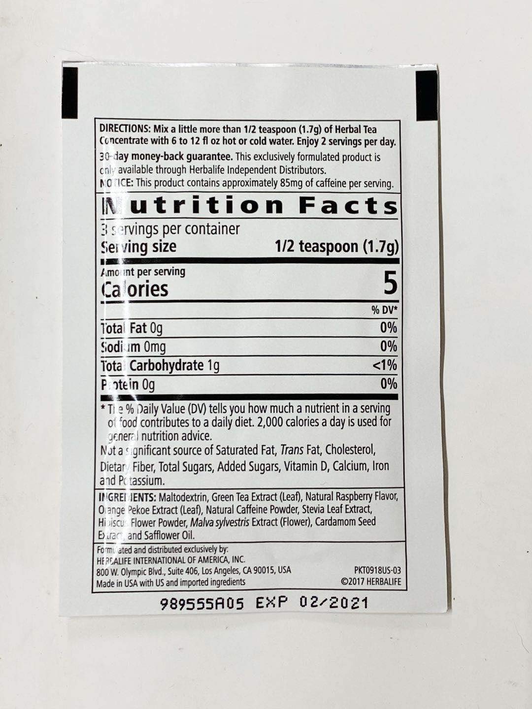 Herbalife Herbal Tea Concentrate Raspberry - 15 Packets - image 2