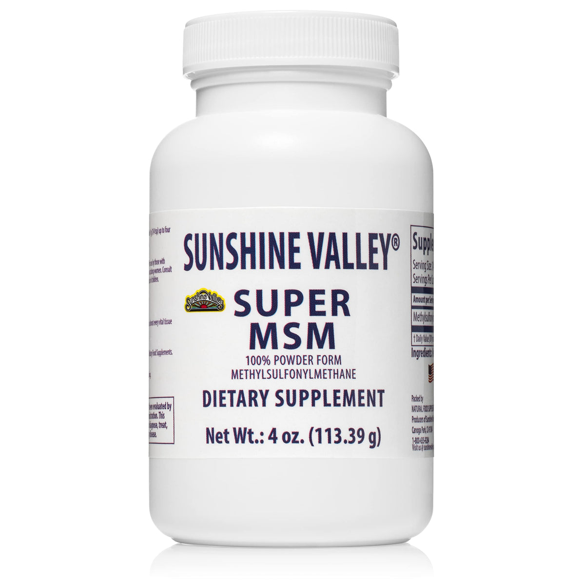Sunshine Valley Super MSM Powder (Methylsulfonylmethane), Unflavored