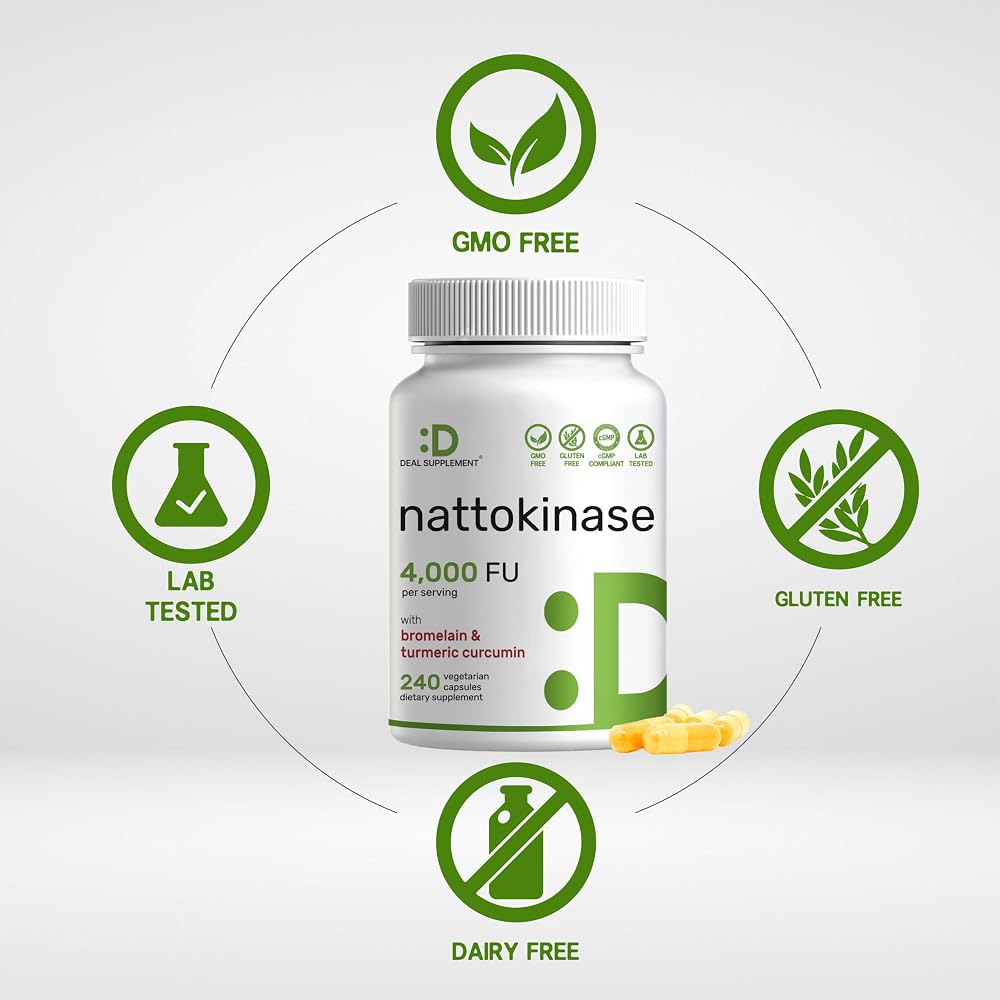 DEAL SUPPLEMENT Nattokinase 4,000 FU Heart Health - 240 Vegetarian Capsules - image 3