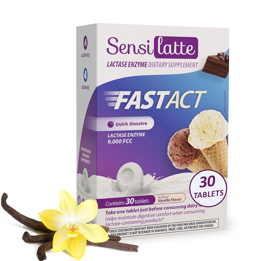 SENSI LATTE Lactase Enzyme 30 Tablets Vanilla - 9