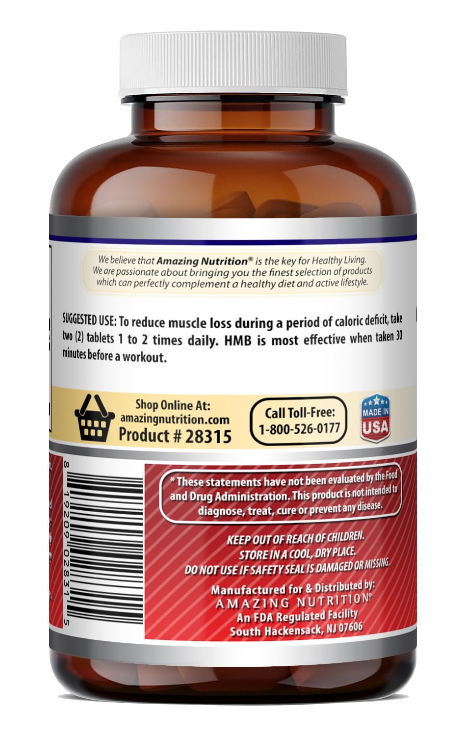 Amazing Nutrition HMB Beta-Hydroxy Beta-Methylbutyrate 2000 mg - 120 Tablets - image 5