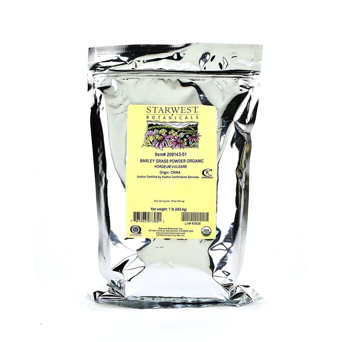 Starwest Botanicals Organic Barley Grass Powder - 1 Pound