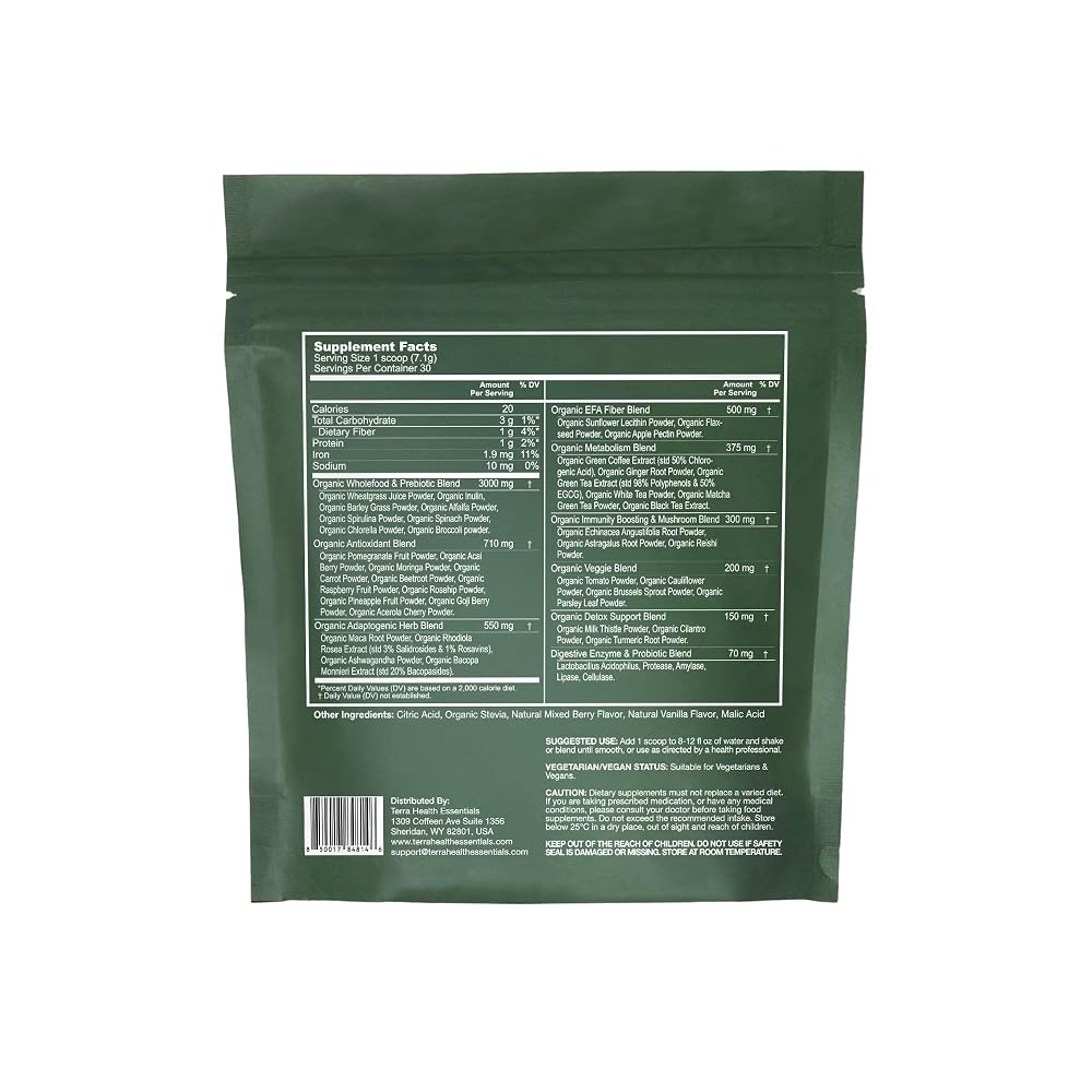 Terra Health Essentials Super Greens Powder with Prebiotics & Probiotics - image 2
