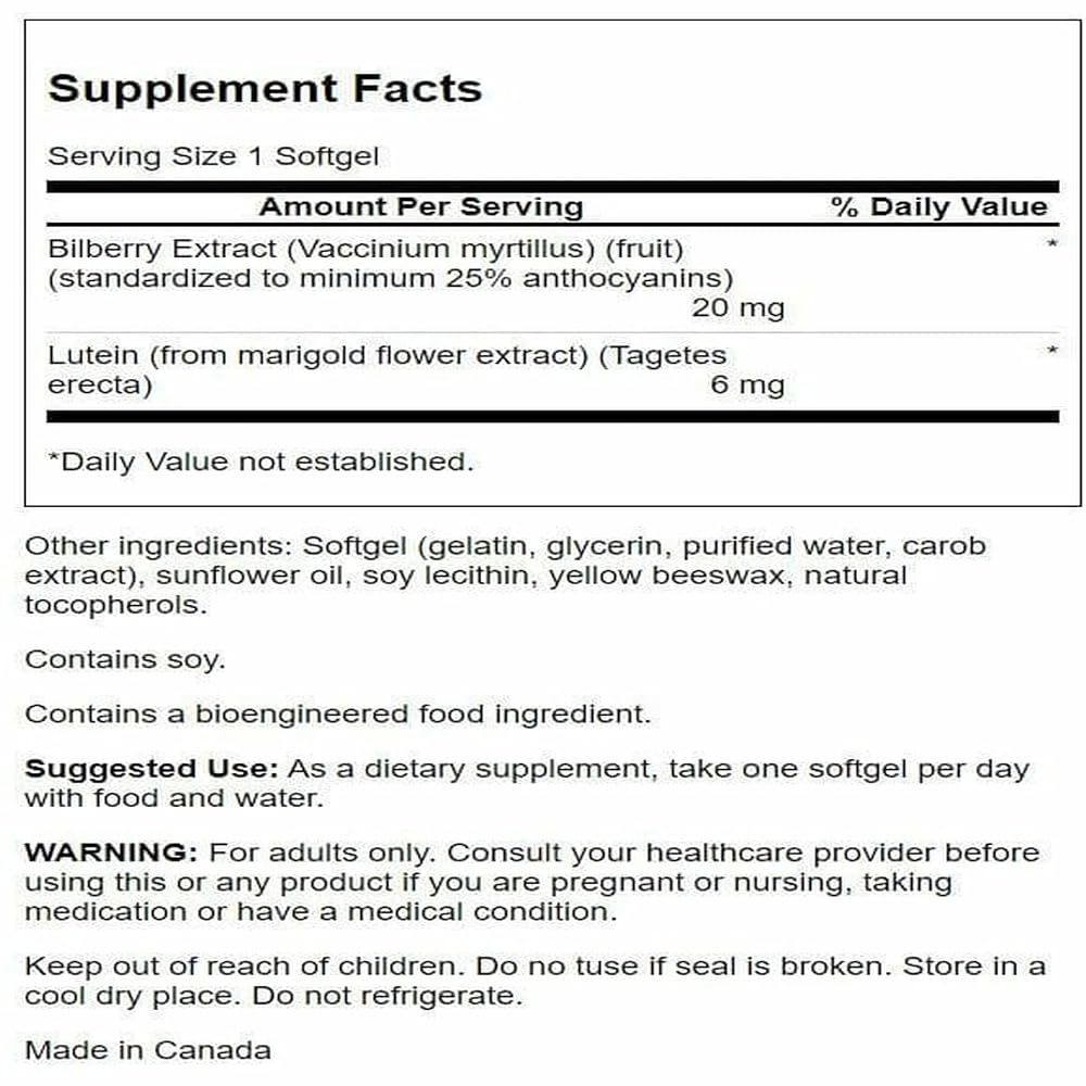 Swanson Standardized Lutein and Bilberry Eye Health - 60 Softgels - image 2