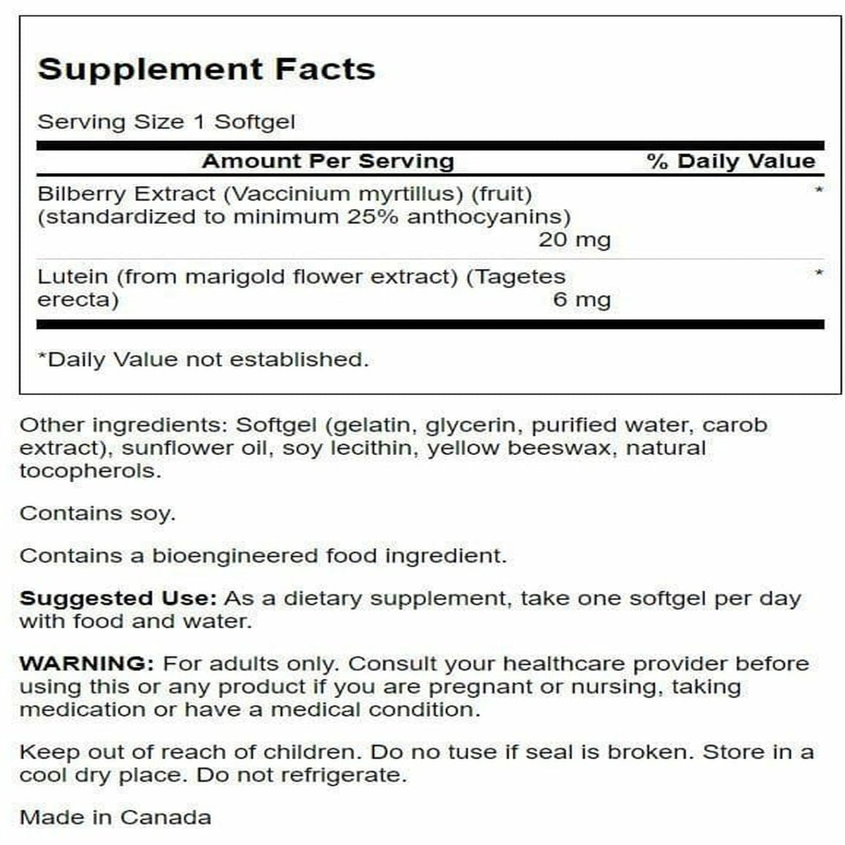 Swanson Standardized Lutein and Bilberry Eye Health - 60 Softgels - image 2