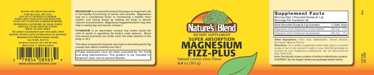 Nature's Blend Magnesium Fizz-Plus Lemon-Lime Powder - 6.4 oz - image 2