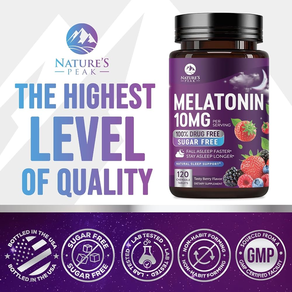 Nature's Peak Melatonin 10mg - Fast Dissolve Sleep Support Melatonin
