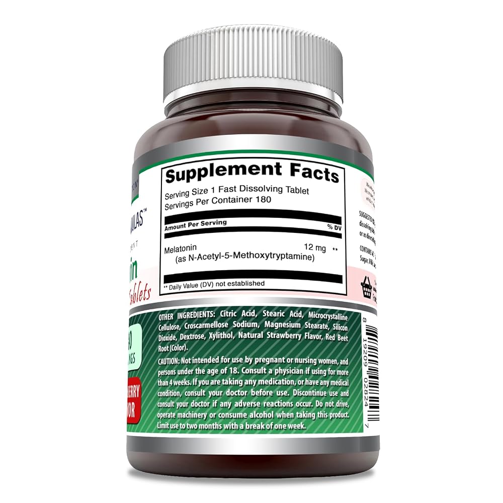 Amazing Nutrition Melatonin 12 mg Sleep Support - 180 Tablets - image 2