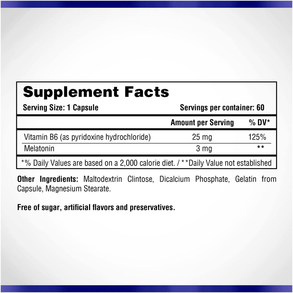 Natural Systems Melatonin 3 mg + Vitamin B6 Sleep Support - 60 Capsules - image 2