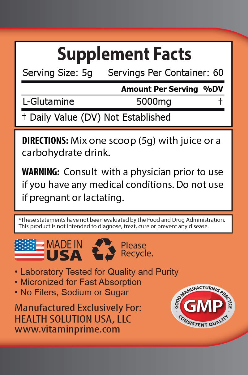 Health Solution Prime L-Glutamine Powder 5000mg - 300g - image 2