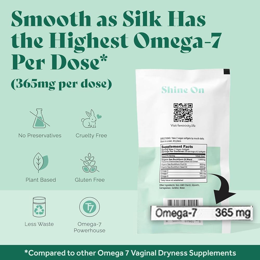 Femininity Smooth as Silk Omega 7 Softgels for Vaginal Dryness - 60 Softgels - image 5