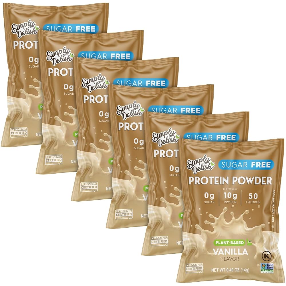Simply Delish Vanilla Protein Powder Plant-Based - 6 Pack