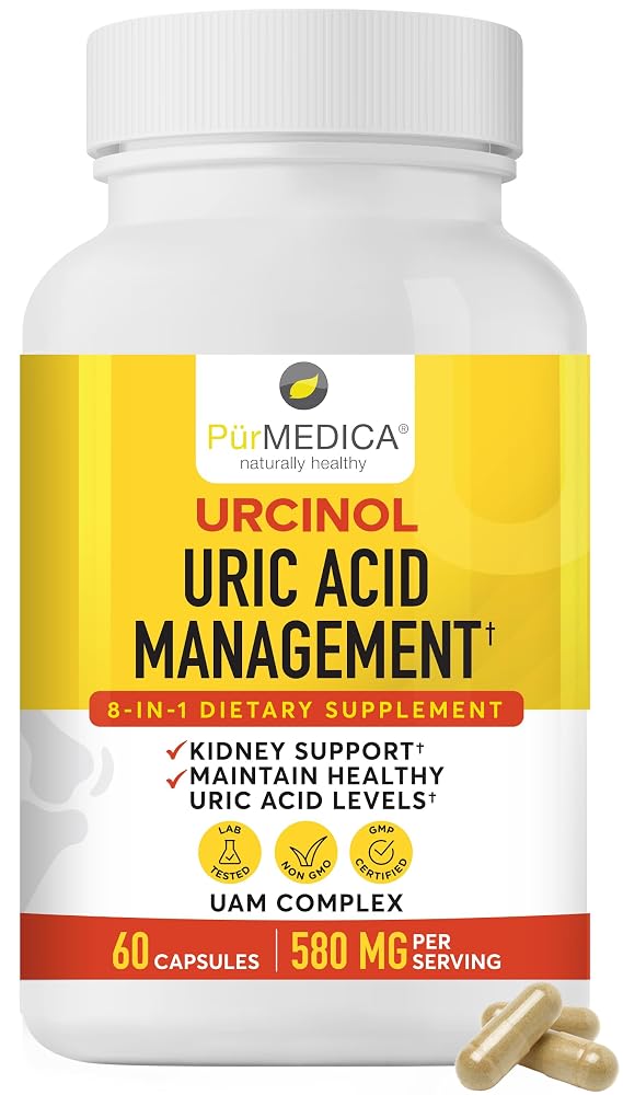 PurMEDICA Urcinol Uric Acid Supplement for Joint Support - 60 Capsules