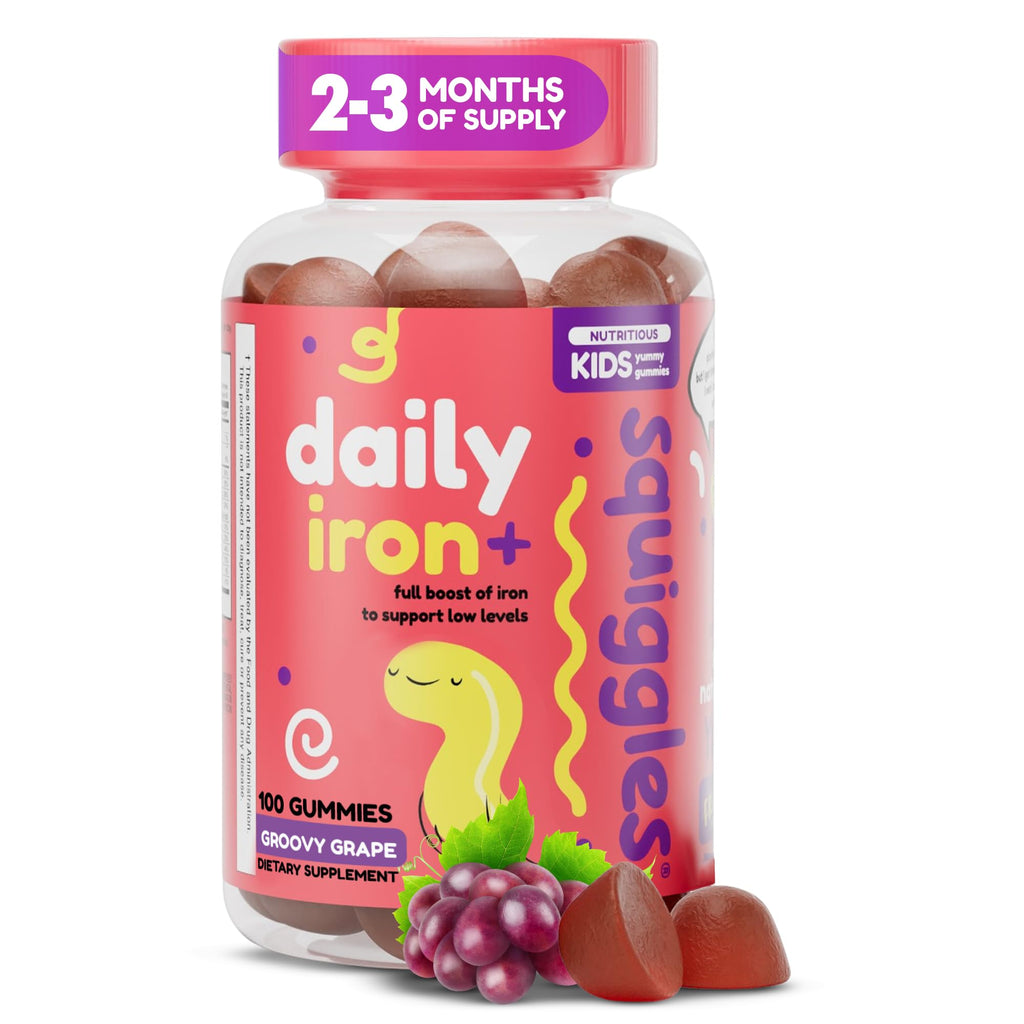 Squiggles Kids Daily Iron+ Gummies - 100 Count